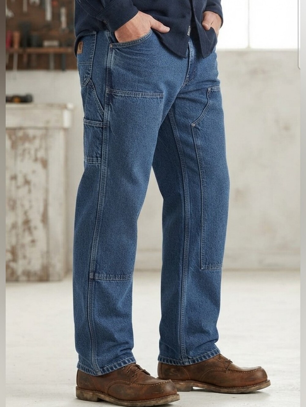 Carhartt Men's Loose Fit Double-Front Utility Logger Jeans Blue Denim 34x32 GUC